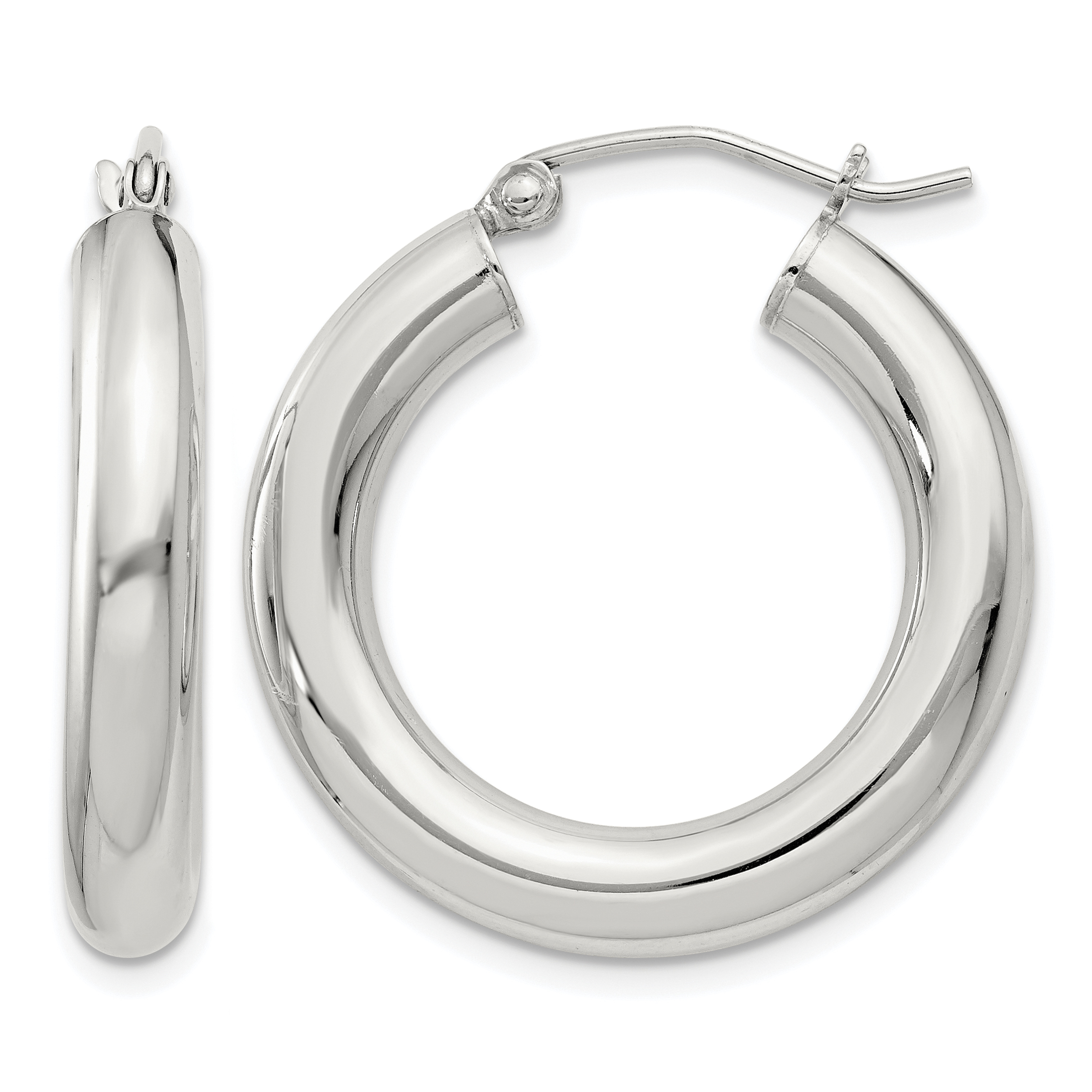 Sterling Silver 4mm Round Hoop Earrings (QE4402SP)