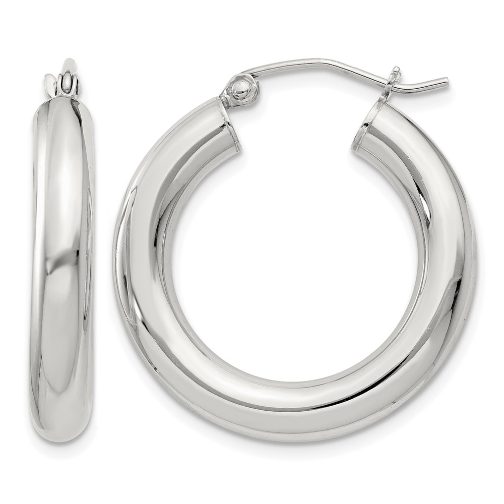 Sterling Silver 4mm Round Hoop Earrings (QE4402SP)