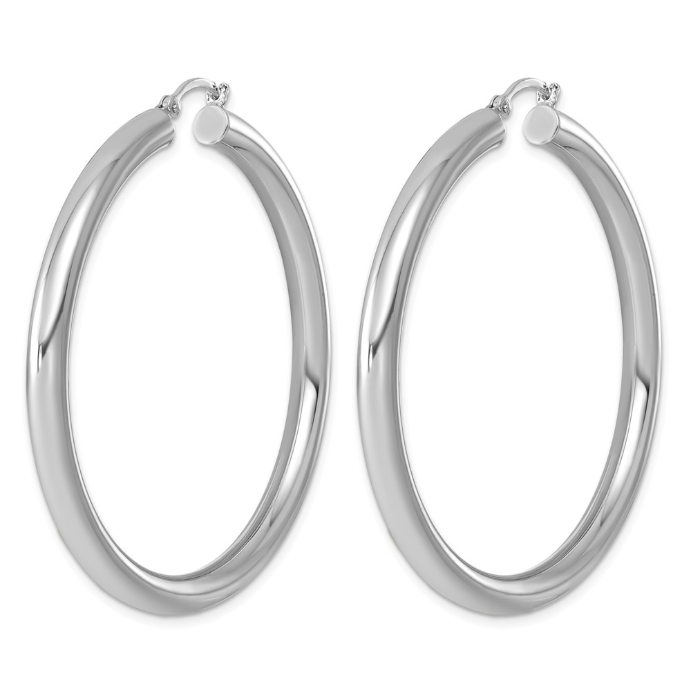 Sterling Silver Rhodium-plated 4mm Round Hoop Earrings (QE4403)