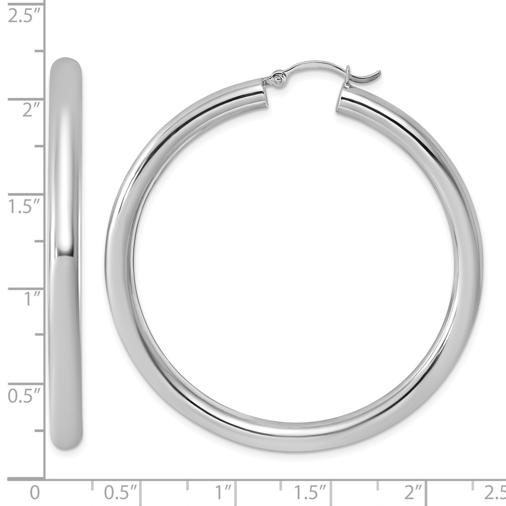 Sterling Silver Rhodium-plated 4mm Round Hoop Earrings (QE4403)