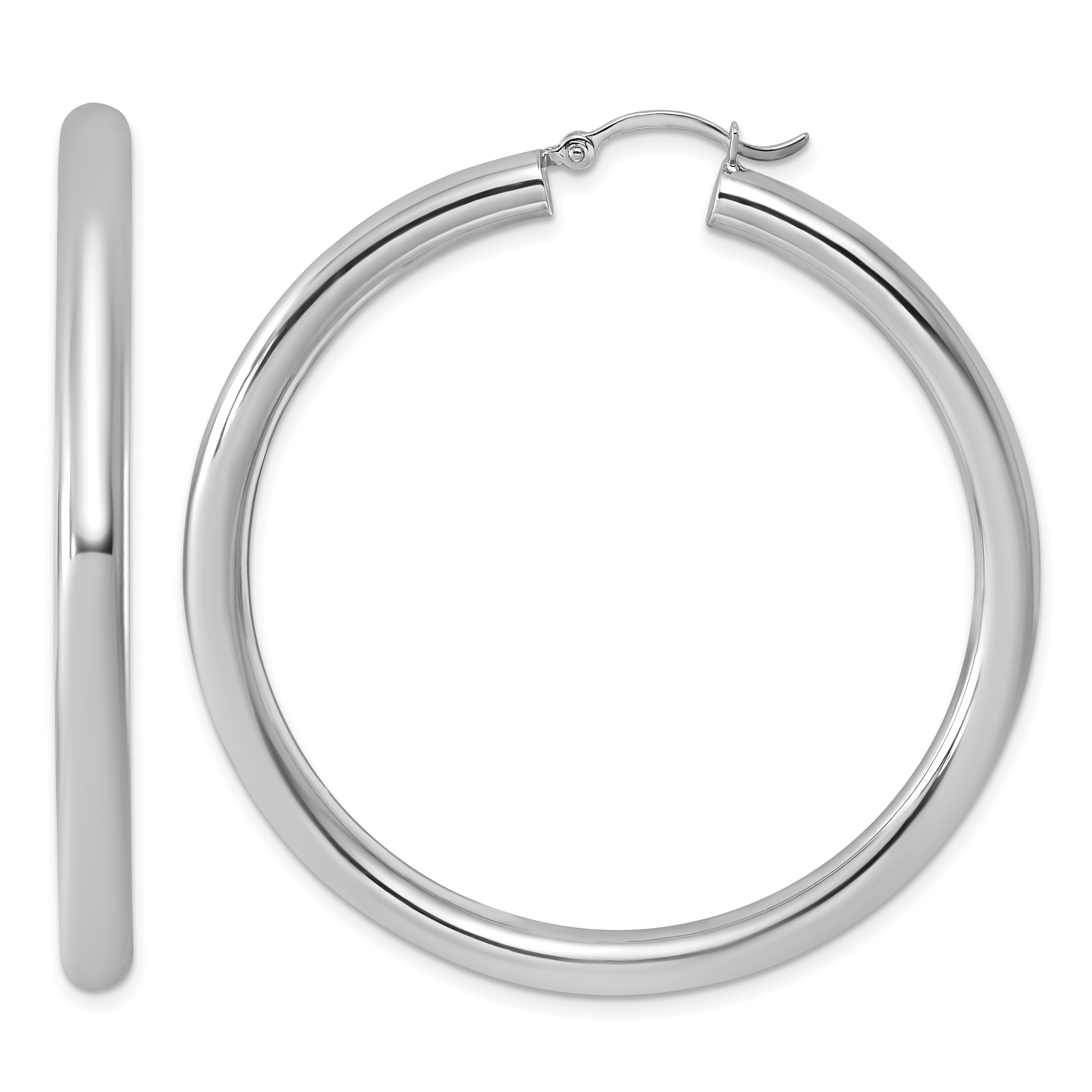 Sterling Silver Rhodium-plated 4mm Round Hoop Earrings (QE4403)