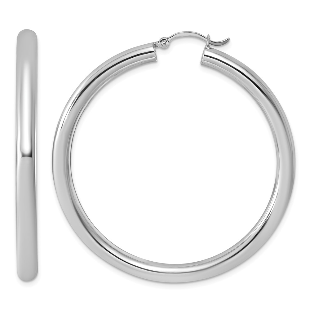 Sterling Silver Rhodium-plated 4mm Round Hoop Earrings (QE4403)
