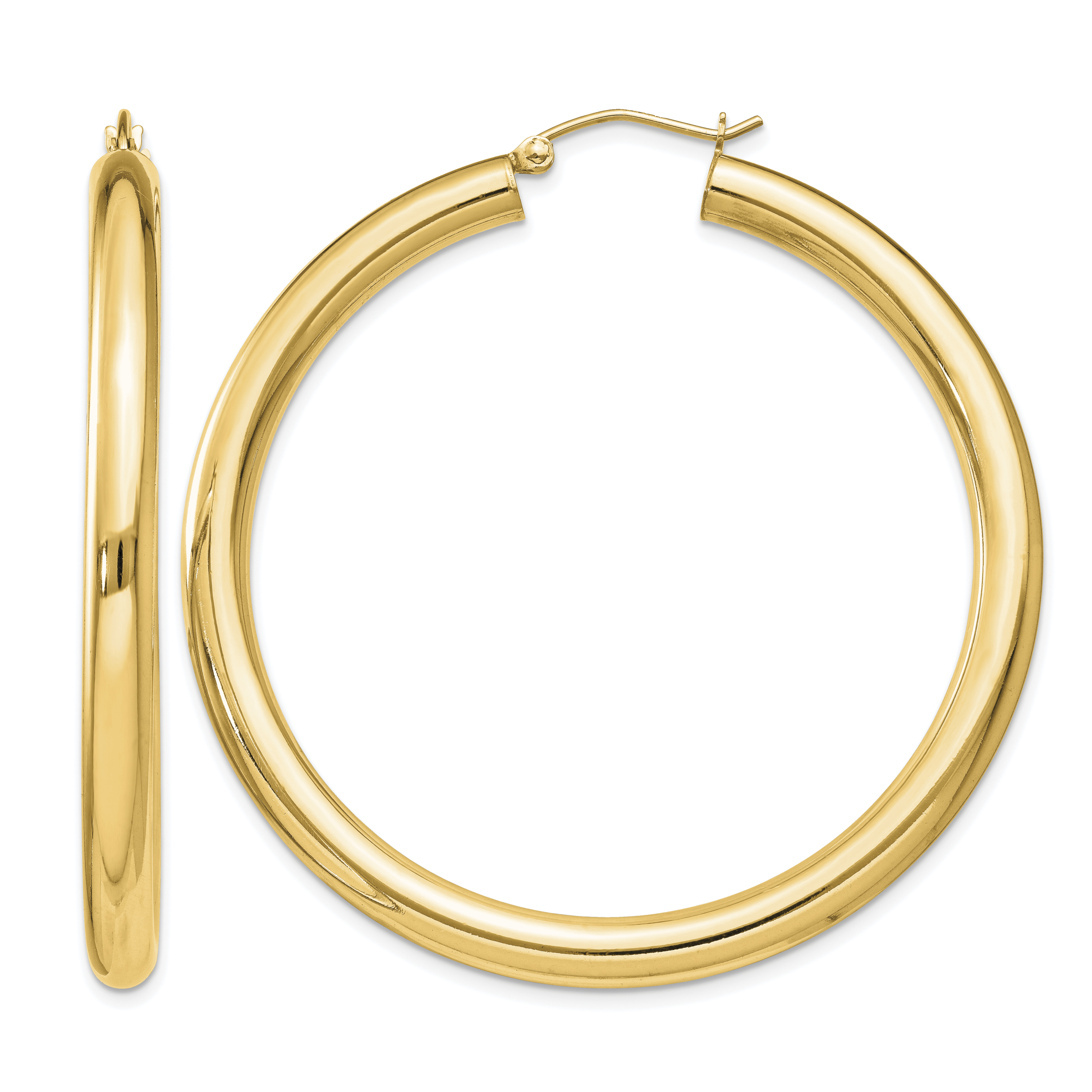 Sterling Silver Flash Gold-plated 4mm Round Hoop Earrings (QE4403GP)