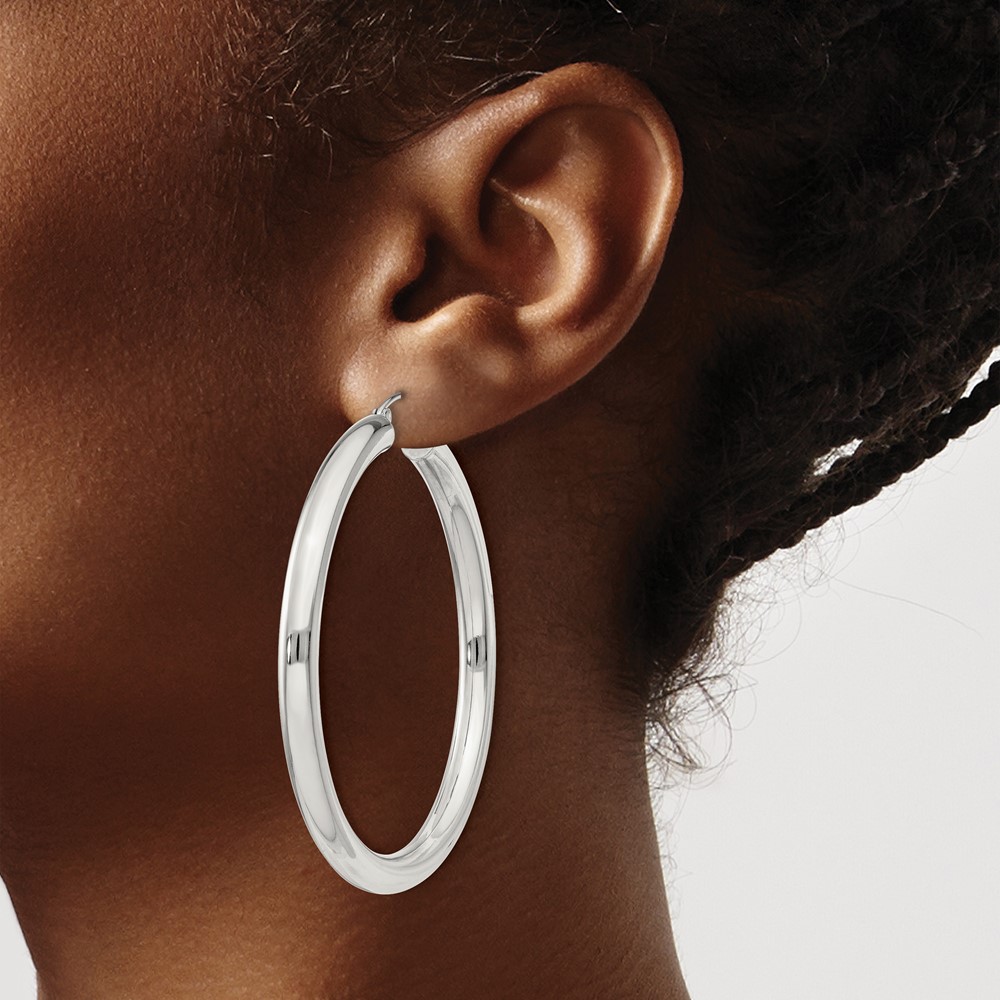 Sterling Silver 4mm Round Hoop Earrings (QE4403SP)