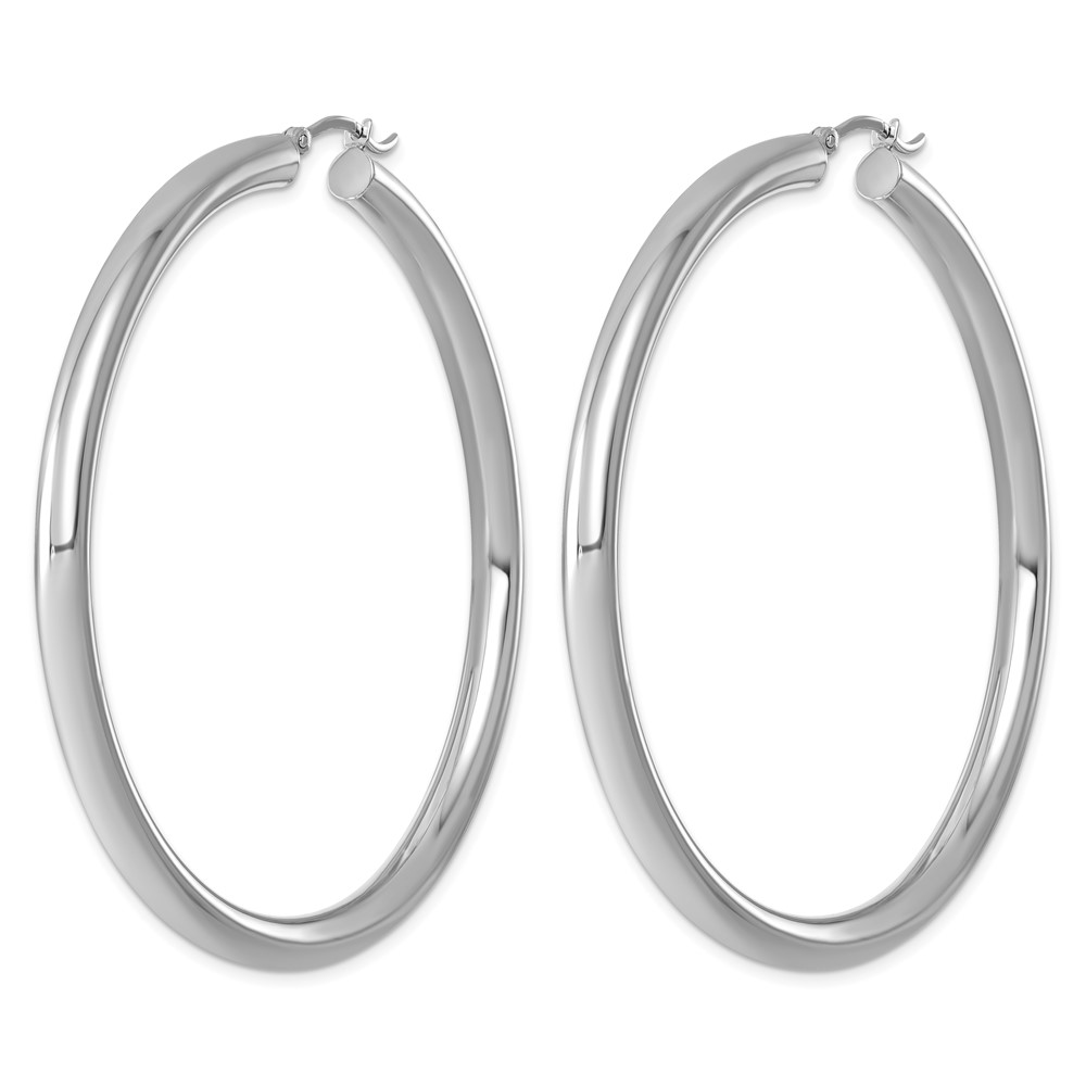 Sterling Silver Rhodium-plated 4mm Round Hoop Earrings (QE4404)