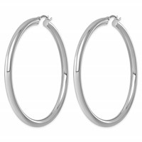Sterling Silver Rhodium-plated 4mm Round Hoop Earrings view 2