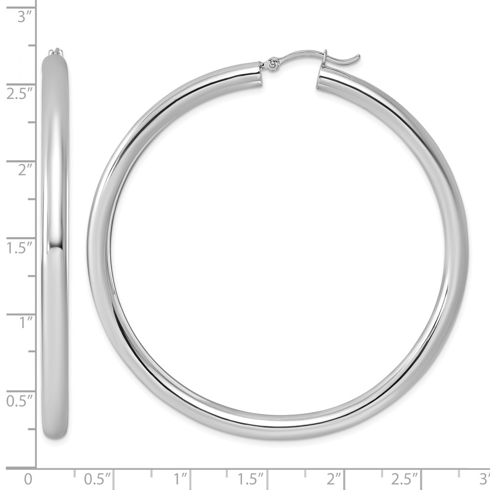 Sterling Silver Rhodium-plated 4mm Round Hoop Earrings (QE4404)