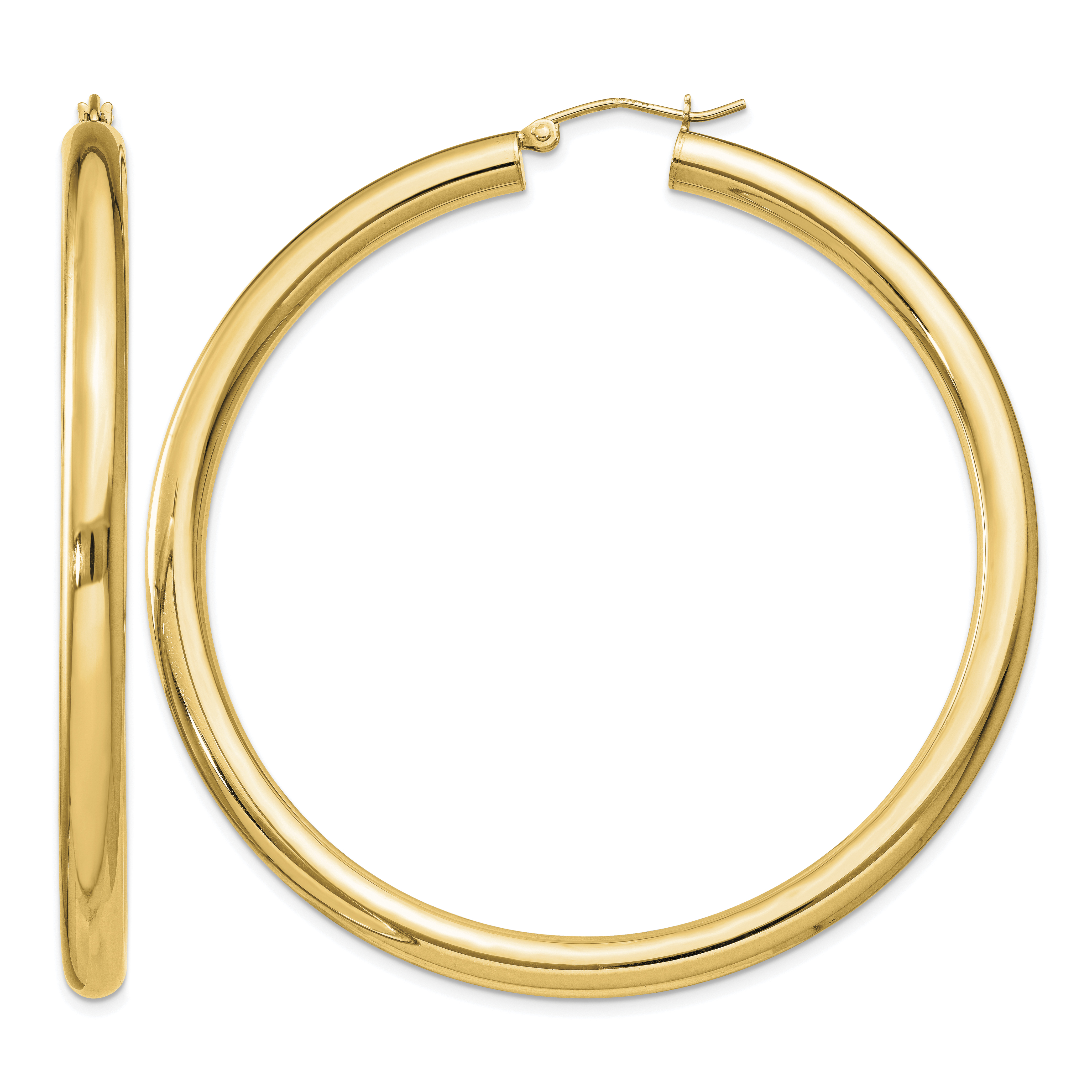 Sterling Silver Flash Gold-plated 4mm Round Hoop Earrings (QE4404GP)