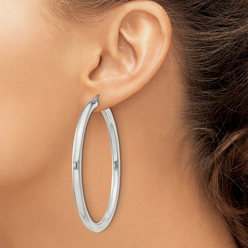 Sterling Silver 4mm Round Hoop Earrings (QE4404SP)