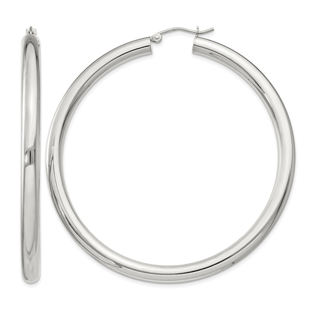Sterling Silver 4mm Round Hoop Earrings (QE4404SP)