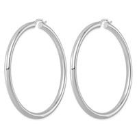 Sterling Silver Rhodium-plated 4mm Round Hoop Earrings view 2
