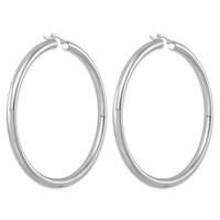 Sterling Silver Rhodium-plated 4mm Round Hoop Earrings view 4