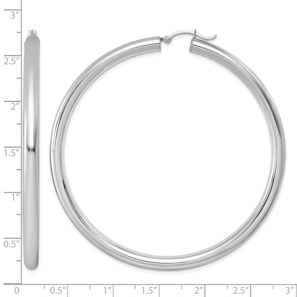 Sterling Silver Rhodium-plated 4mm Round Hoop Earrings (QE4405)