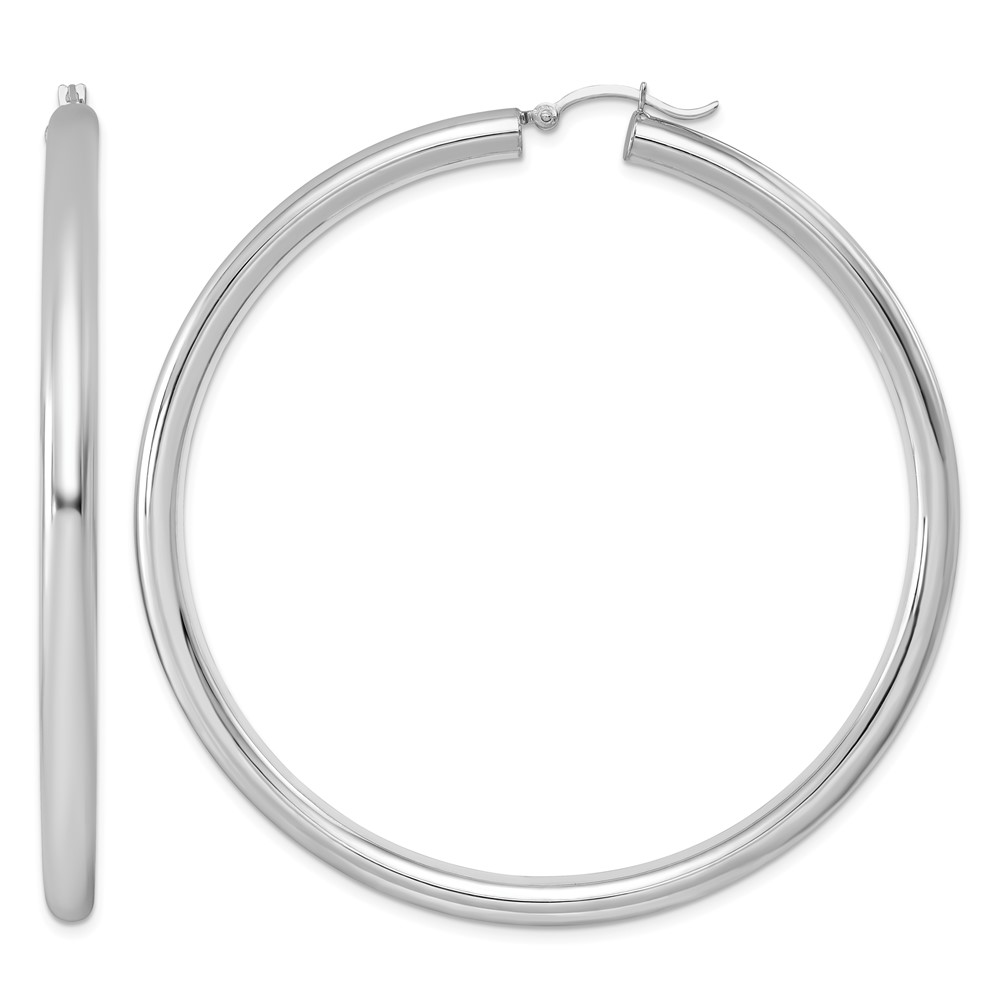 Sterling Silver Rhodium-plated 4mm Round Hoop Earrings (QE4405)