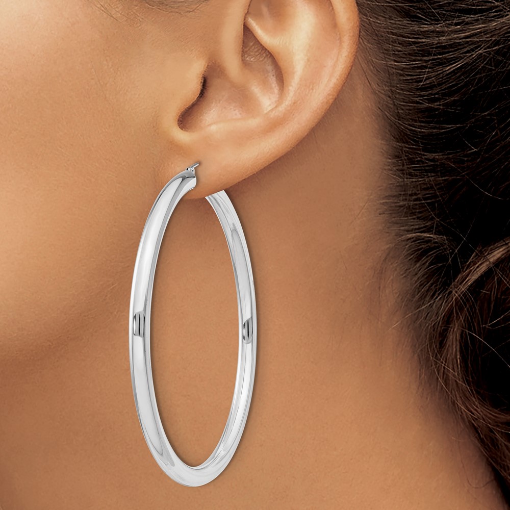Sterling Silver 4mm Round Hoop Earrings (QE4405SP)