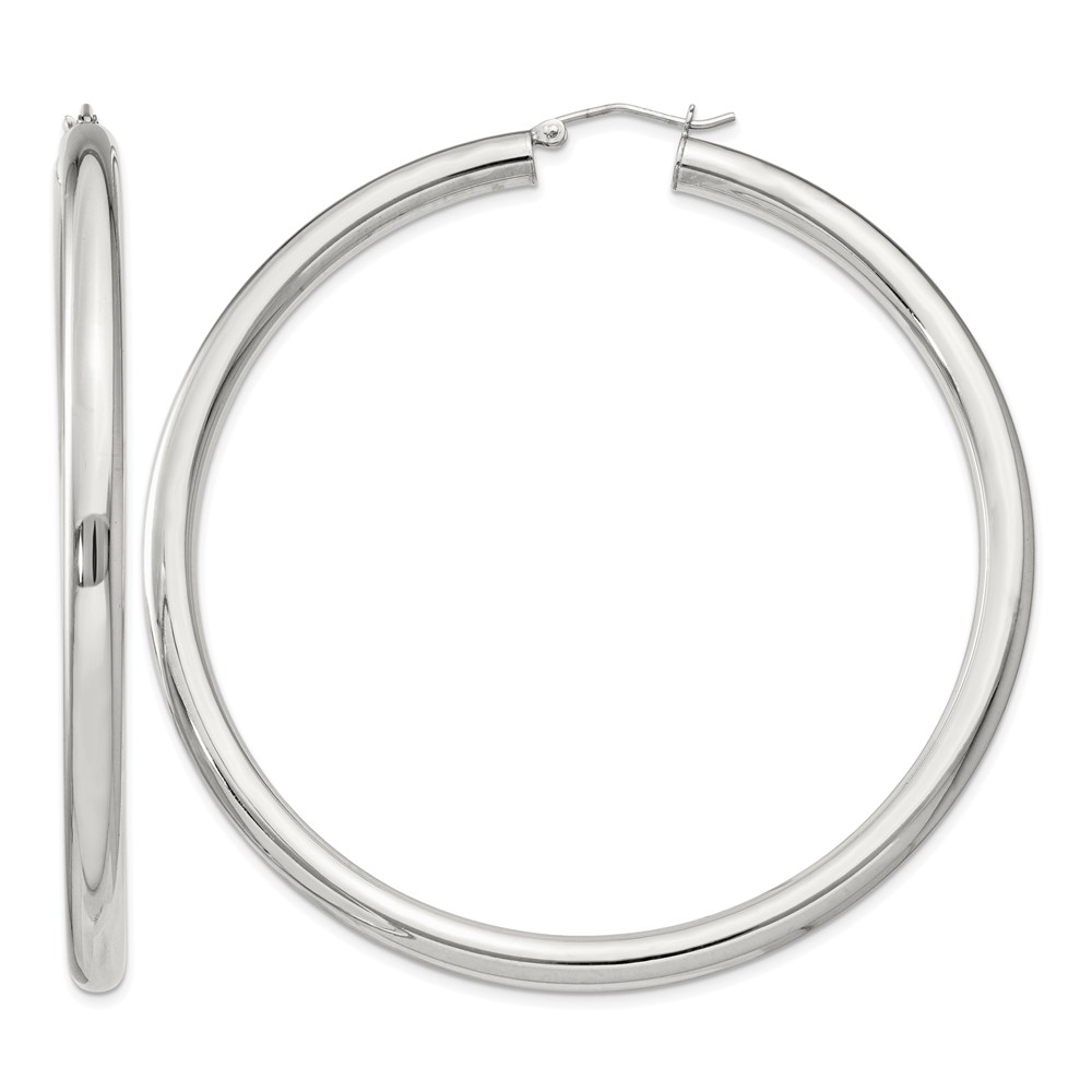 Sterling Silver 4mm Round Hoop Earrings (QE4405SP)