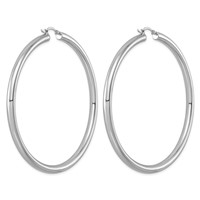 Sterling Silver Rhodium-plated 4mm Round Hoop Earrings view 4