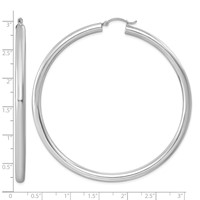 Sterling Silver Rhodium-plated 4mm Round Hoop Earrings view 5