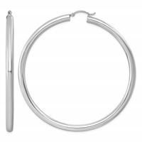 Sterling Silver Rhodium-plated 4mm Round Hoop Earrings view 1