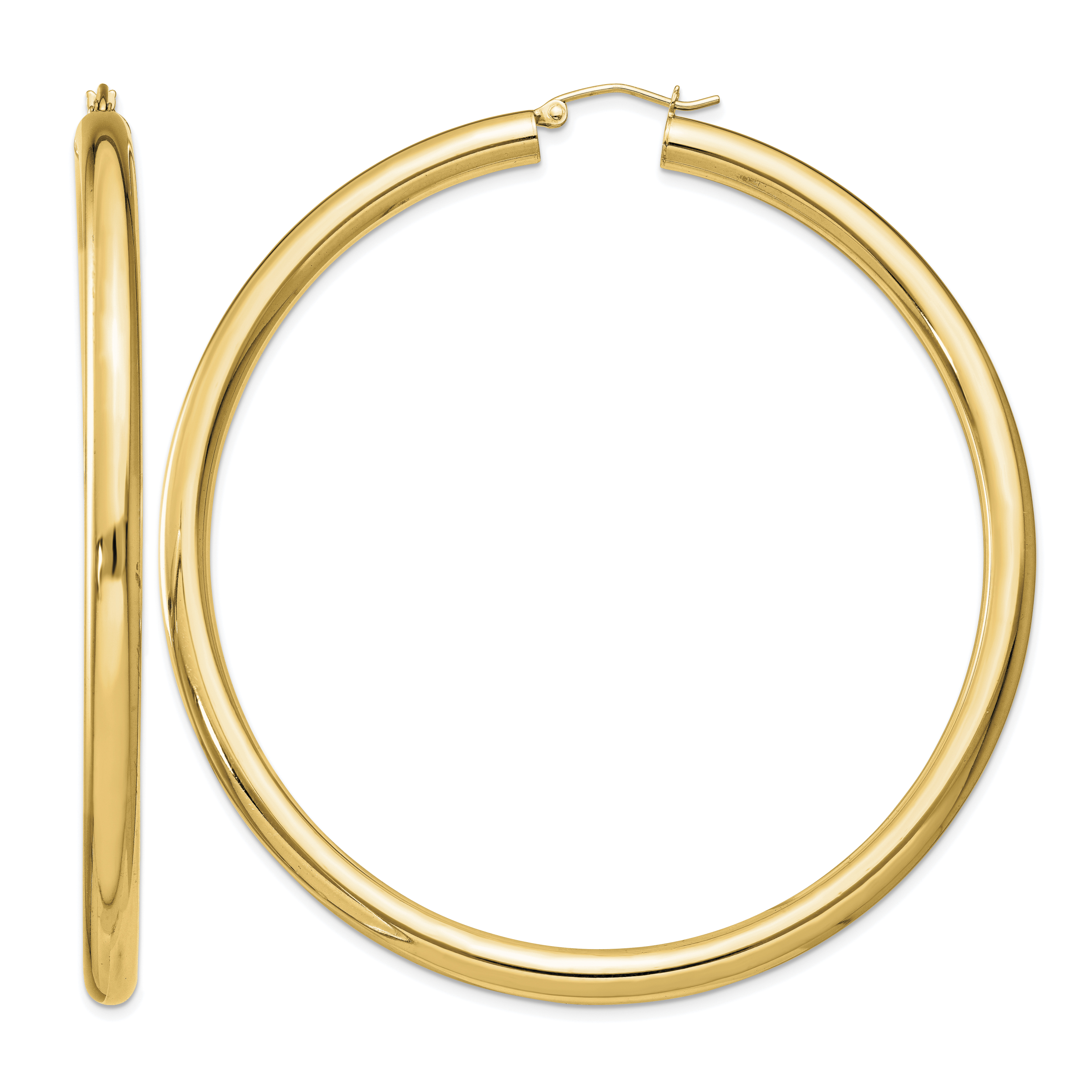 Sterling Silver Flash Gold-plated 4mm Round Hoop Earrings (QE4406GP)