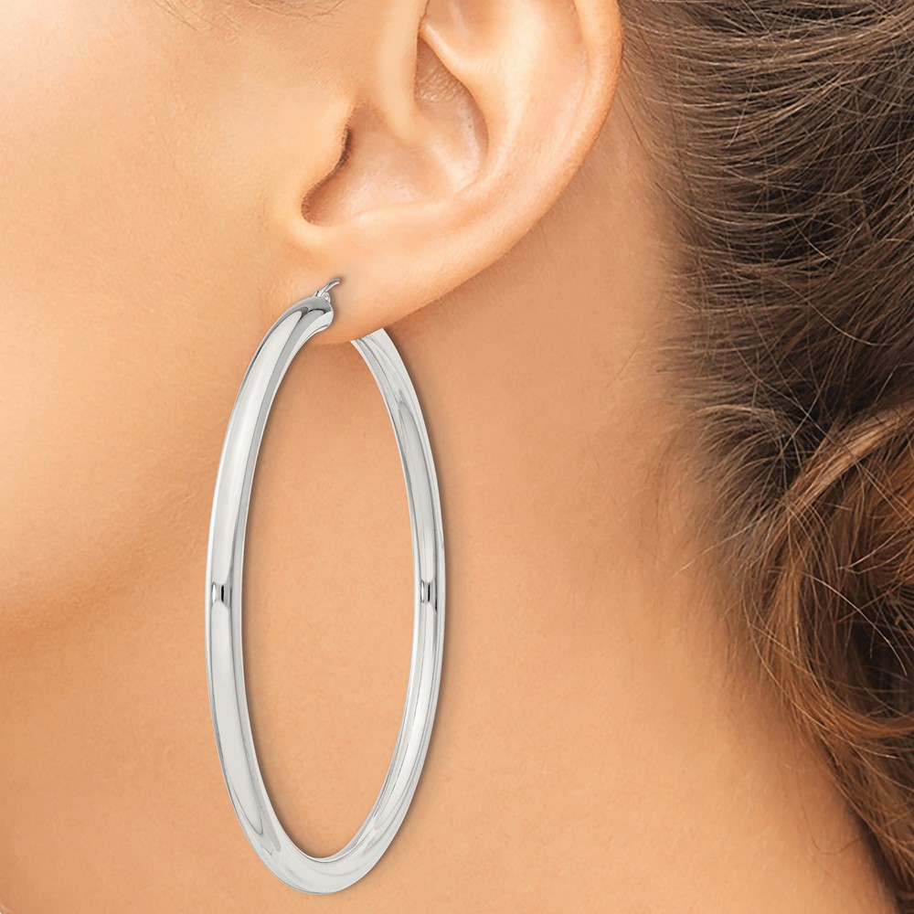 Sterling Silver 4mm Round Hoop Earrings (QE4406SP)