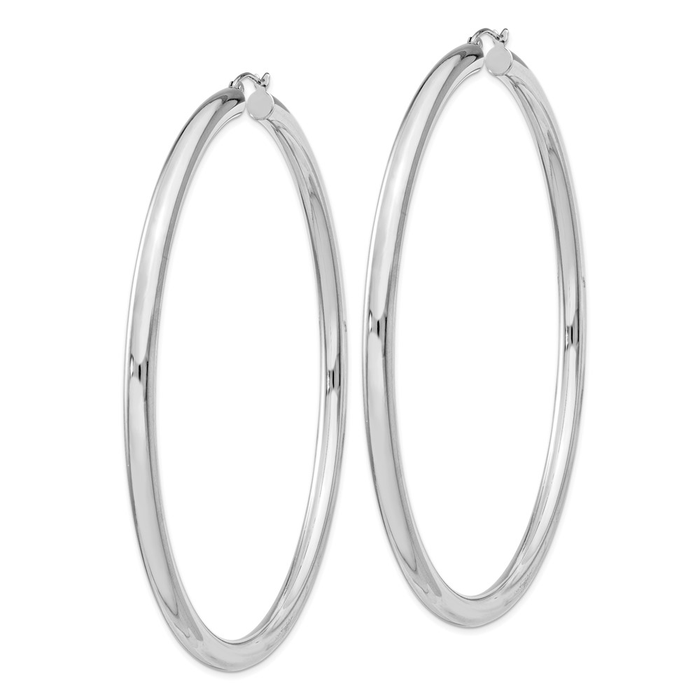 Sterling Silver Rhodium-plated 4mm Round Hoop Earrings (QE4407)