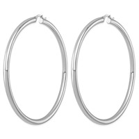 Sterling Silver Rhodium-plated 4mm Round Hoop Earrings view 2