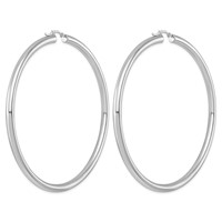 Sterling Silver Rhodium-plated 4mm Round Hoop Earrings view 4