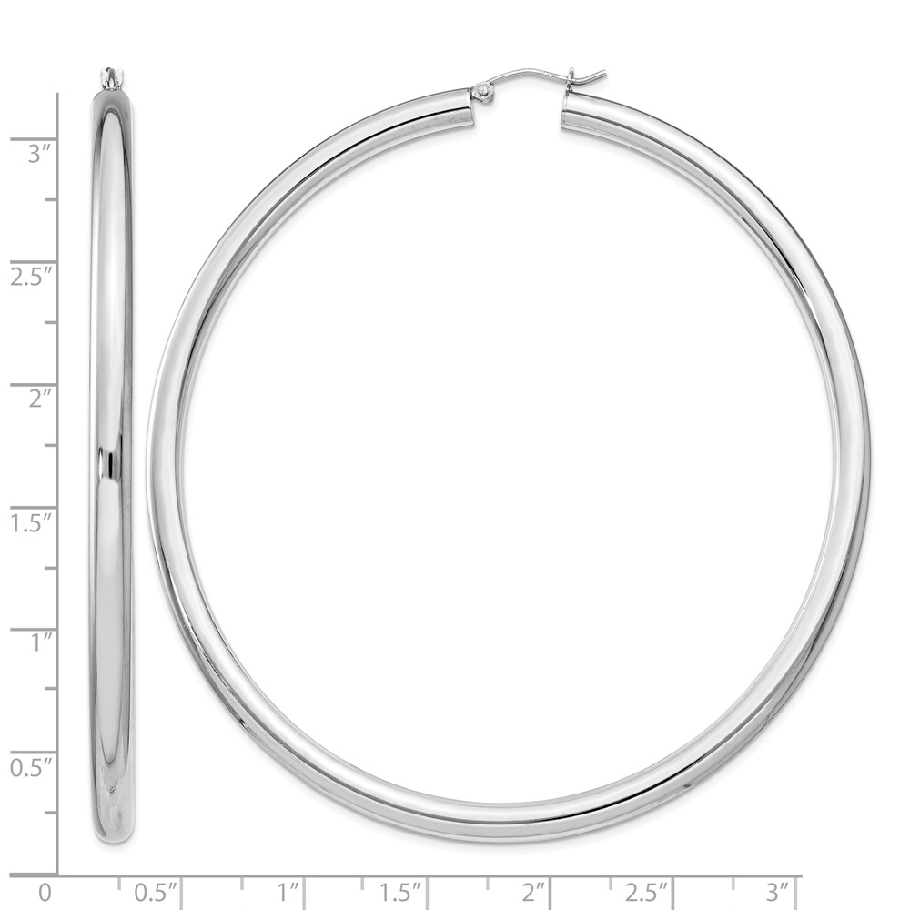 Sterling Silver Rhodium-plated 4mm Round Hoop Earrings (QE4407)