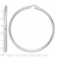 Sterling Silver Rhodium-plated 4mm Round Hoop Earrings view 5