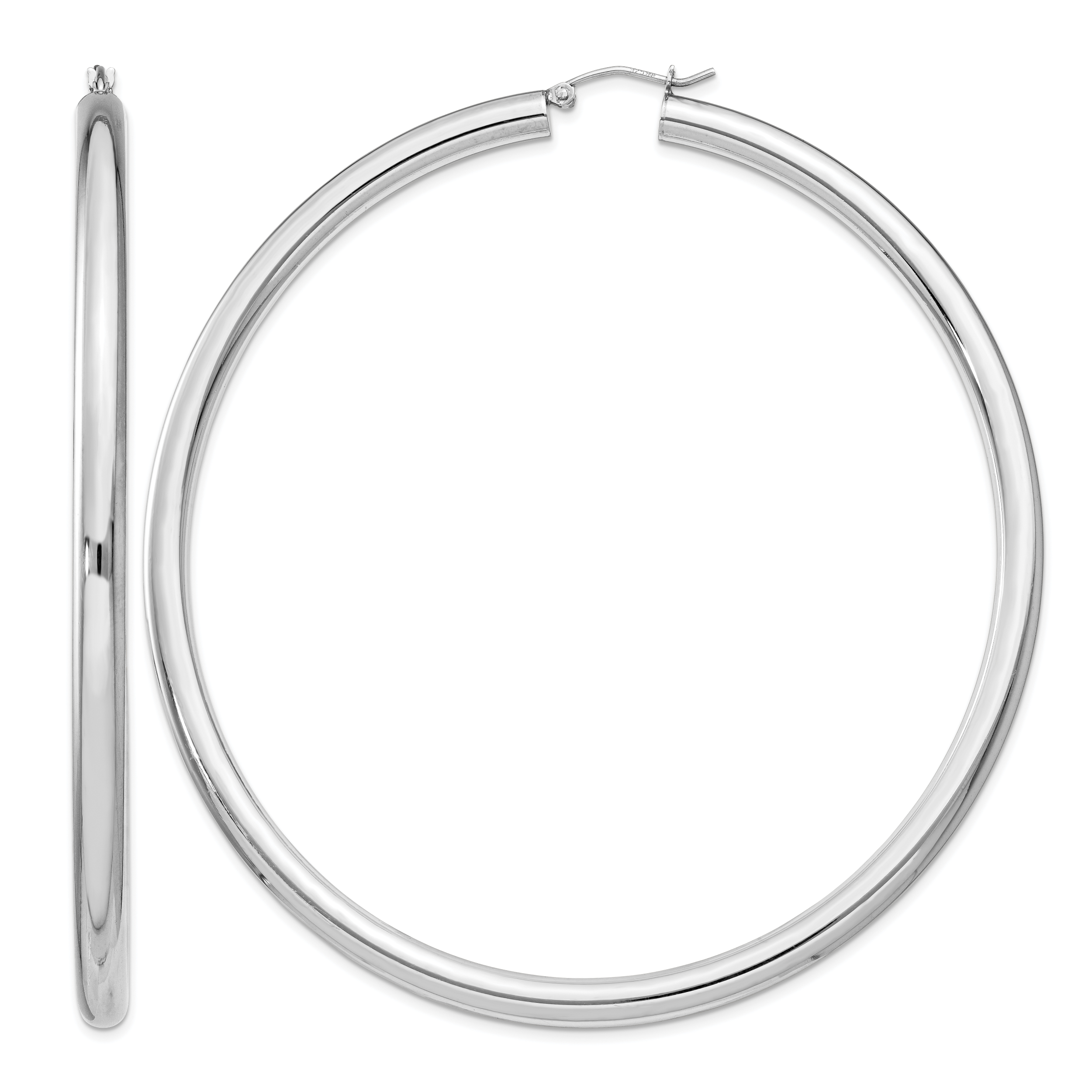 Sterling Silver Rhodium-plated 4mm Round Hoop Earrings (QE4407)