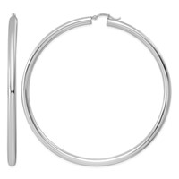 Sterling Silver Rhodium-plated 4mm Round Hoop Earrings view 1