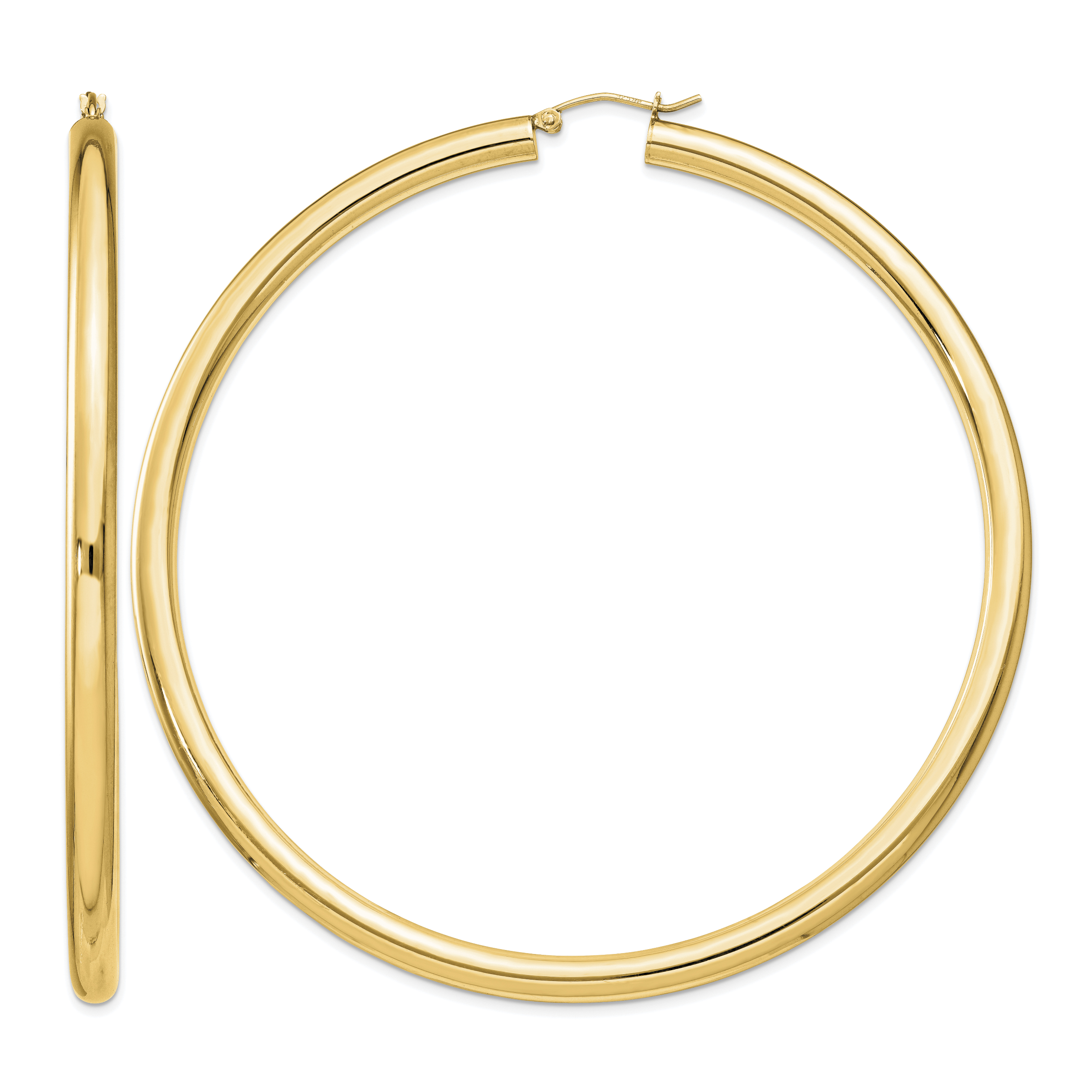 Sterling Silver Flash Gold-plated 4mm Round Hoop Earrings (QE4407GP)