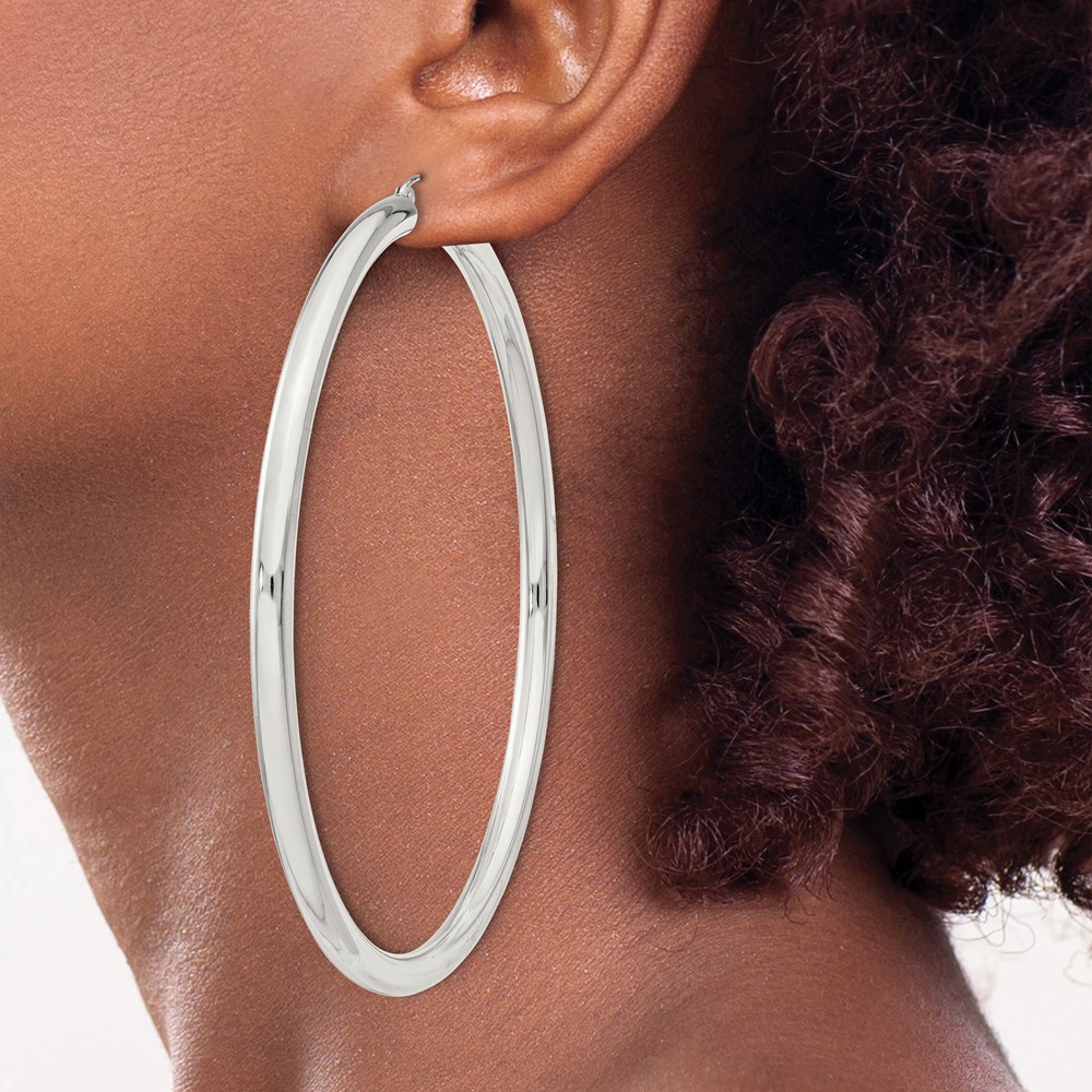 Sterling Silver 4mm Round Hoop Earrings (QE4407SP)
