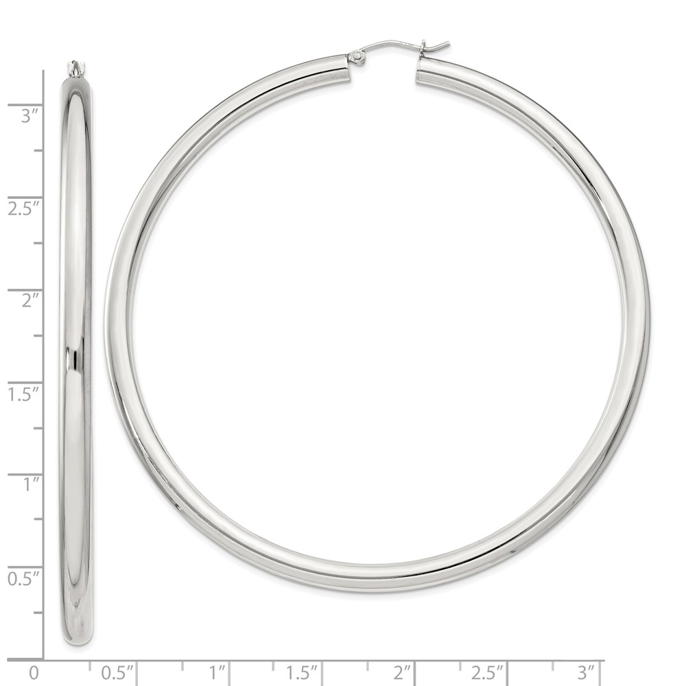 Sterling Silver 4mm Round Hoop Earrings (QE4407SP)