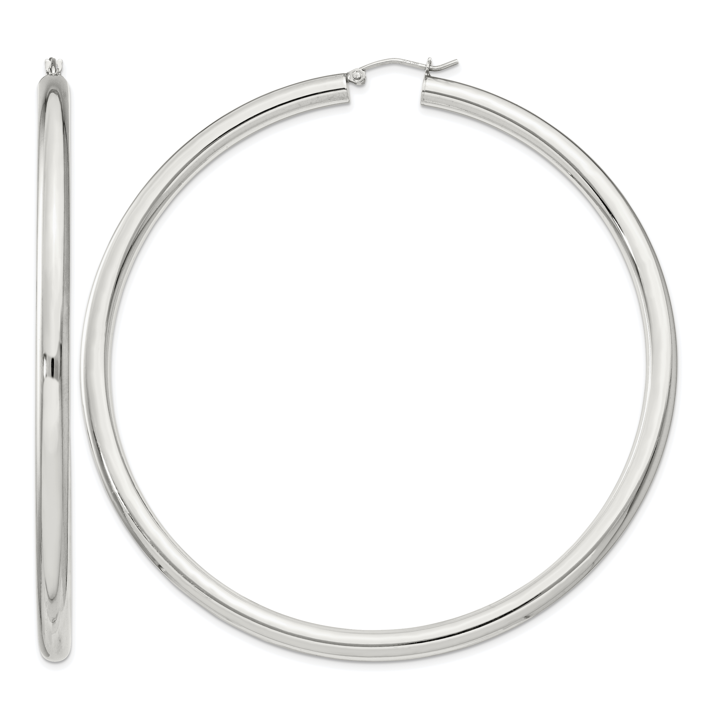 Sterling Silver 4mm Round Hoop Earrings (QE4407SP)