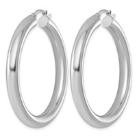 Sterling Silver Rhodium-plated 5mm Round Hoop Earrings view 2