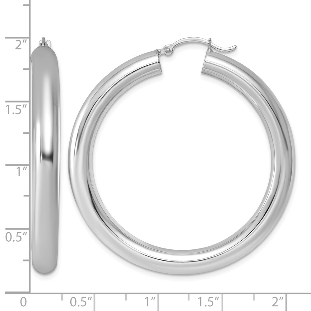 Sterling Silver Rhodium-plated 5mm Round Hoop Earrings (QE4409)