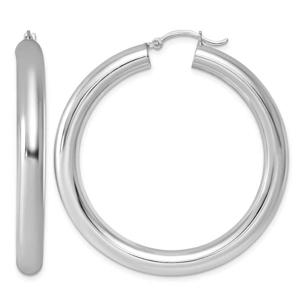 Sterling Silver Rhodium-plated 5mm Round Hoop Earrings (QE4409)