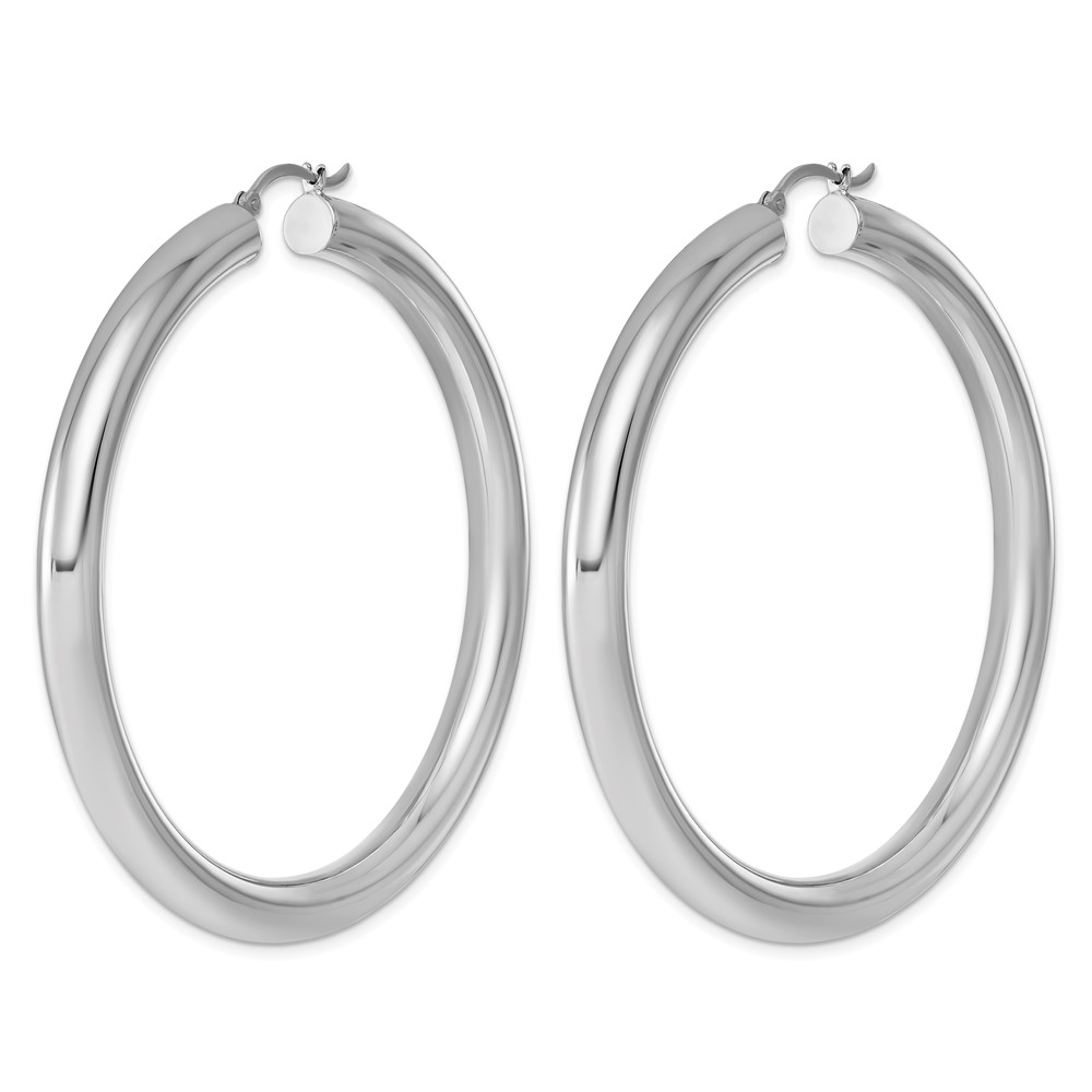 Sterling Silver Rhodium-plated 5mm Round Hoop Earrings (QE4410)