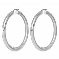 Sterling Silver Rhodium-plated 5mm Round Hoop Earrings view 2