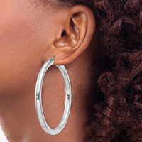 Sterling Silver Rhodium-plated 5mm Round Hoop Earrings view 3