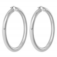 Sterling Silver Rhodium-plated 5mm Round Hoop Earrings view 4