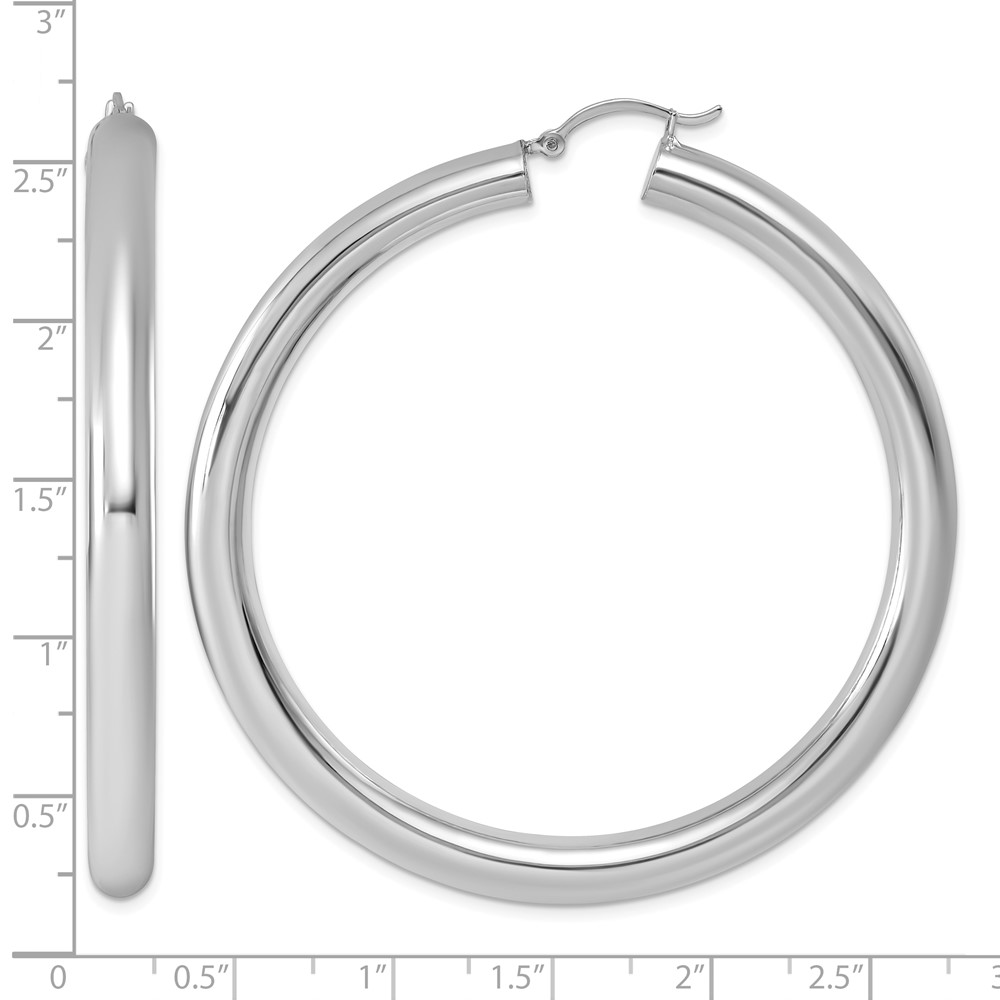 Sterling Silver Rhodium-plated 5mm Round Hoop Earrings (QE4410)