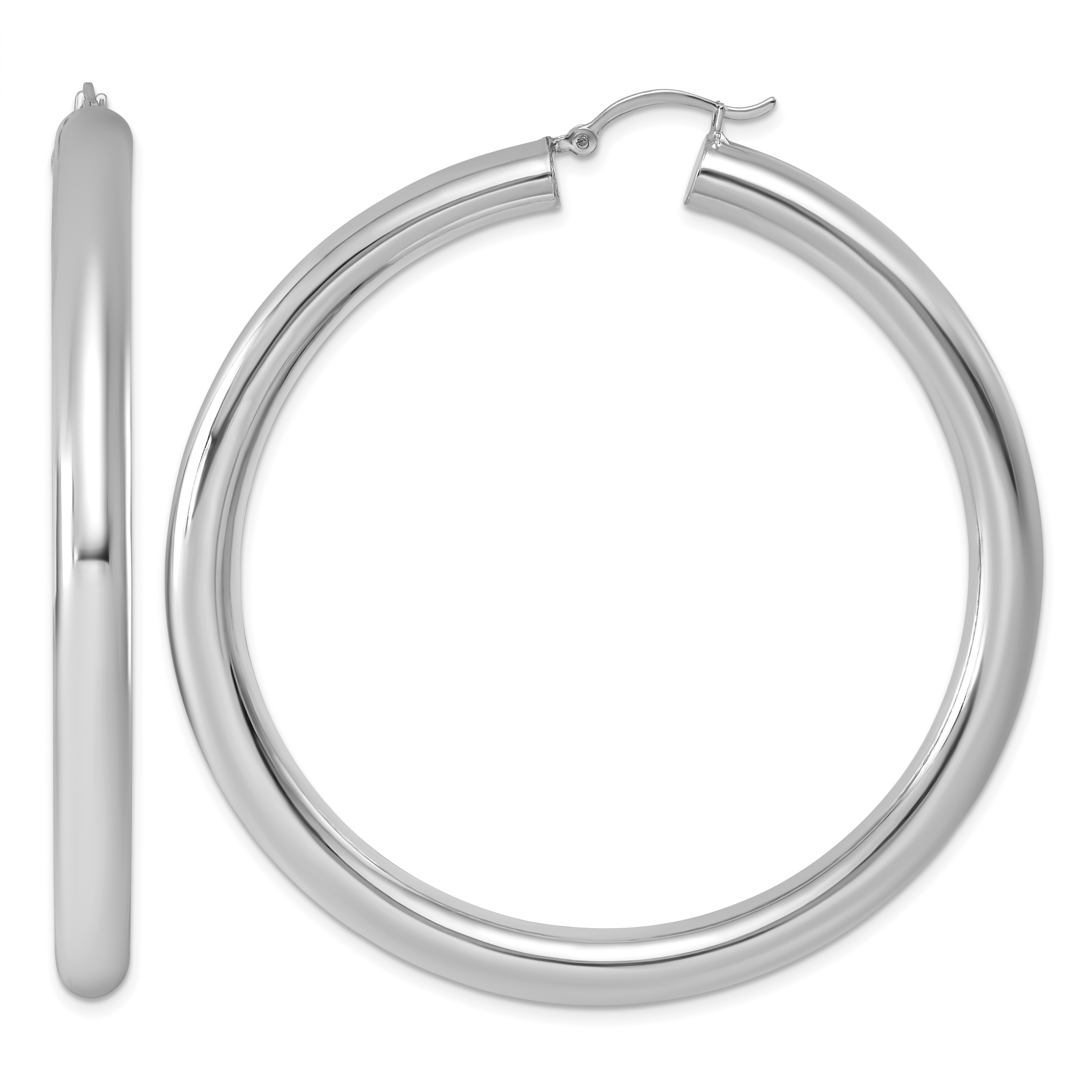 Sterling Silver Rhodium-plated 5mm Round Hoop Earrings (QE4410)