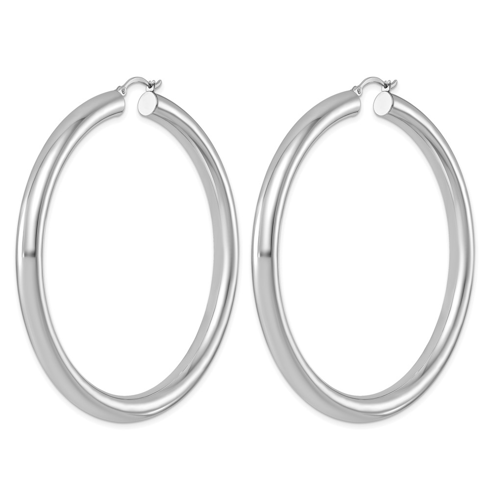 Sterling Silver Rhodium-plated 5mm Round Hoop Earrings (QE4411)