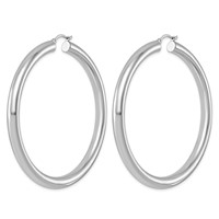 Sterling Silver Rhodium-plated 5mm Round Hoop Earrings view 2