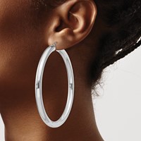 Sterling Silver Rhodium-plated 5mm Round Hoop Earrings view 3