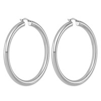 Sterling Silver Rhodium-plated 5mm Round Hoop Earrings view 4