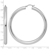 Sterling Silver Rhodium-plated 5mm Round Hoop Earrings view 5
